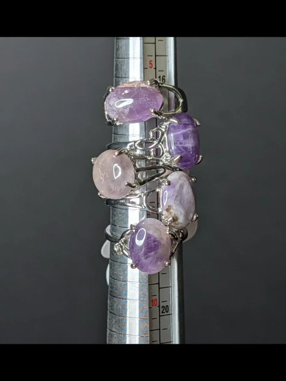 *Price for One - U Pick* AMETHYST Stone Bezeled Plated Ring, Sizes 5-5.5, 8-9